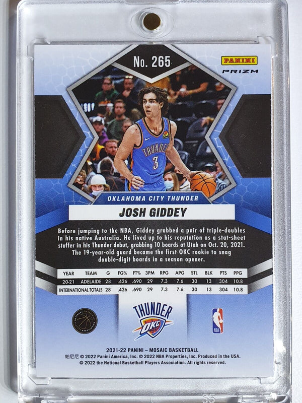 2021 Panini Mosaic Josh Giddey Rookie #265 GOLD WAVE HOLO RC - Ready to Grade