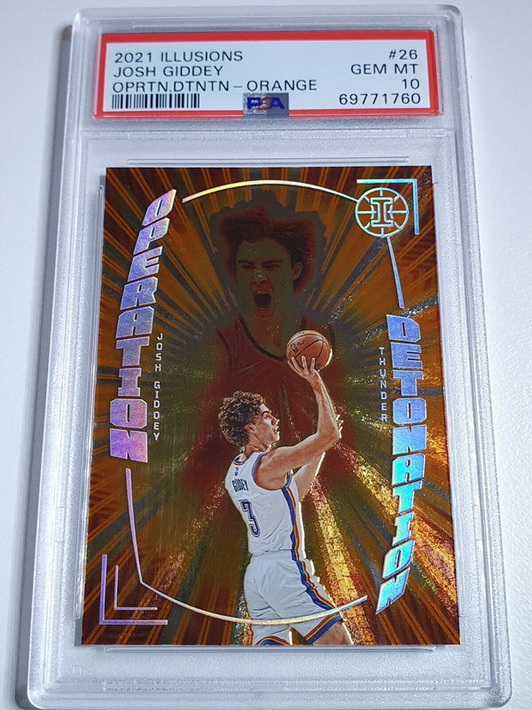 2021 Illusions Josh Giddey Rookie ORANGE Operation Detonation - PSA 10  (POP 8)