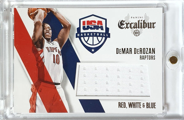 2014 Panini Excalibur DeMar DeRozan #PATCH Game Worn White Jersey - Rare