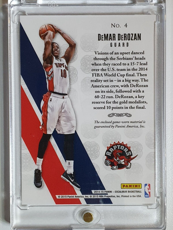 2014 Panini Excalibur DeMar DeRozan #PATCH Game Worn White Jersey - Rare