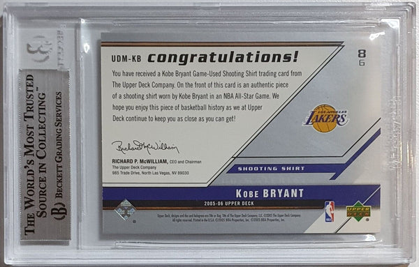 2005 Upper Deck Kobe Bryant #PATCH Game Worn Jersey - BGS 9 (POP 3)
