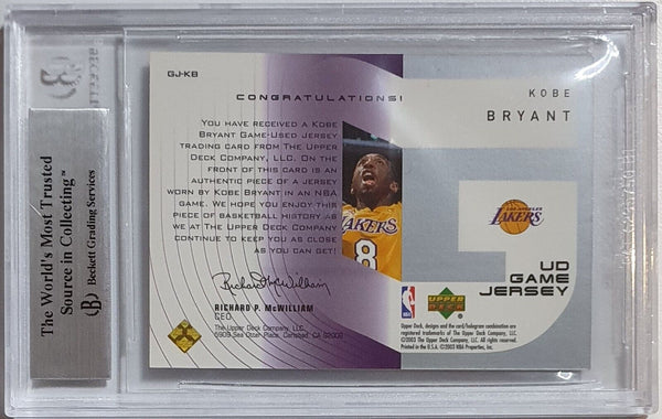 2002 Upper Deck Kobe Bryant #PATCH Game Worn Jersey - BGS 9 (POP 1)