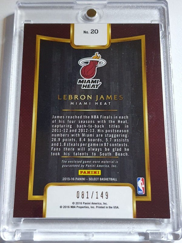 2016 Panini Select LeBron James #PATCH /149 Game Worn Jersey - Rare