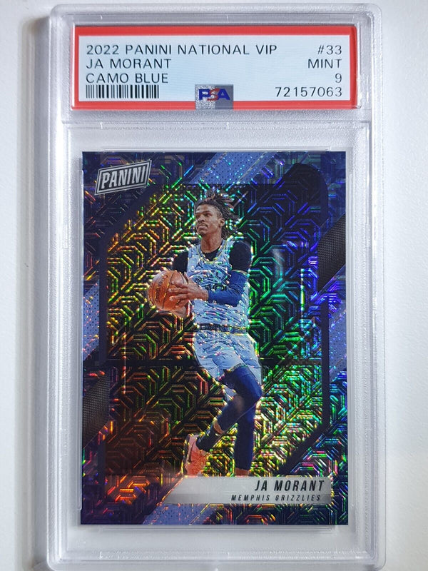 2022 Panini National VIP Ja Morant #33 CAMO BLUE /15 Holo - PSA 9 (POP  3)