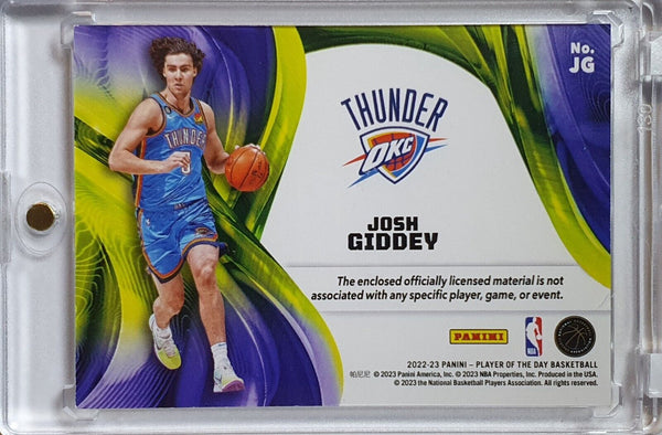 2022 Panini Josh Giddey #PATCH /49 Jumbo Jersey Player of the Day  - Rare