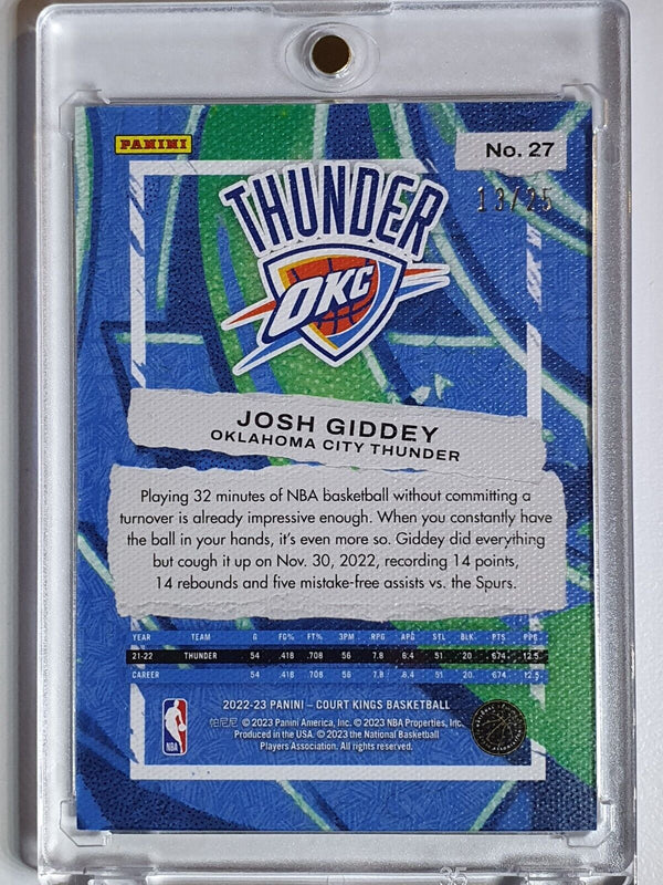 2022 Panini Court Kings Josh Giddey #27 SAPPHIRE /25 Prizm - Ready to Grade