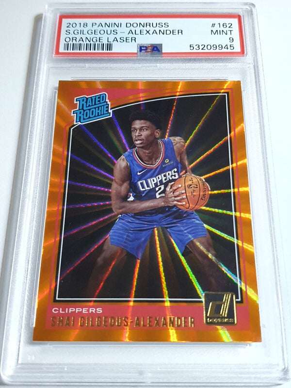 2018 Donruss Shai Gilgeous-Alexander #162 Rookie ORANGE LASER Prizm - PSA 9
