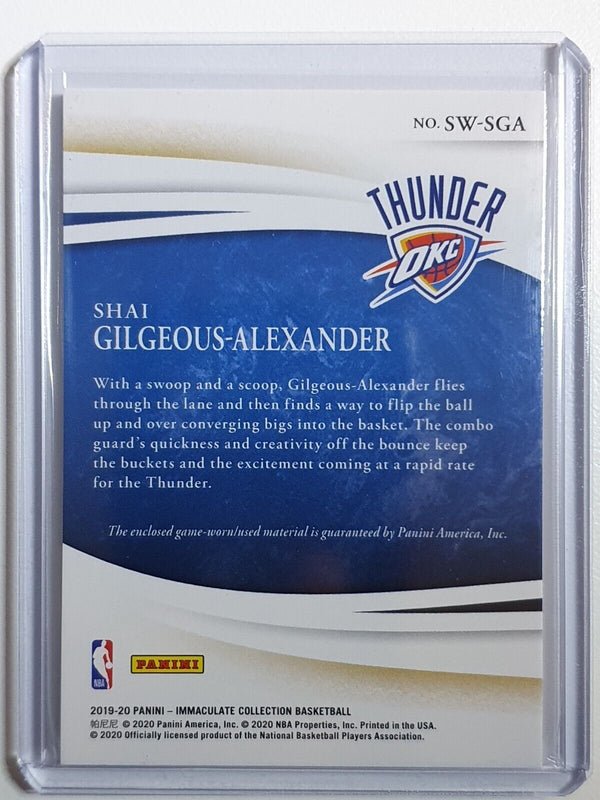 2019 Immaculate Shai Gilgeous-Alexander #PATCH /49 Game Worn Jersey - Rare