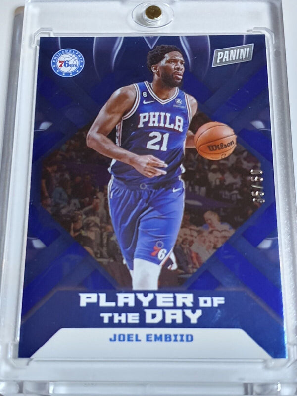 2022 Panini Joel Embiid #27 BLUE /50 Holo Player of the Day - Ready to Grade