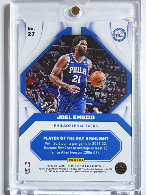 2022 Panini Joel Embiid #27 BLUE /50 Holo Player of the Day - Ready to Grade