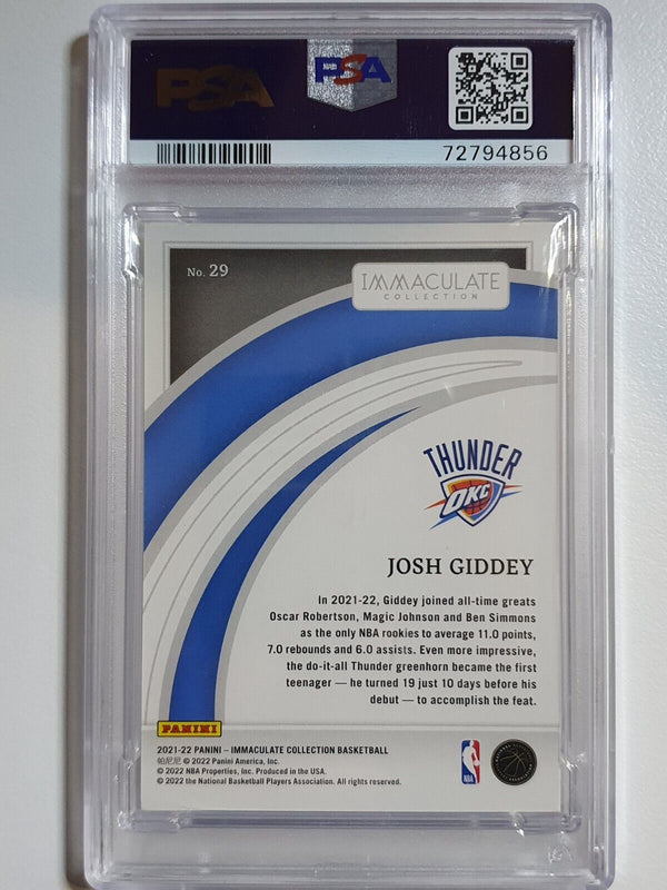 2021 Panini Immaculate Josh Giddey Rookie #29 RC /99 - PSA 9 (POP 1)