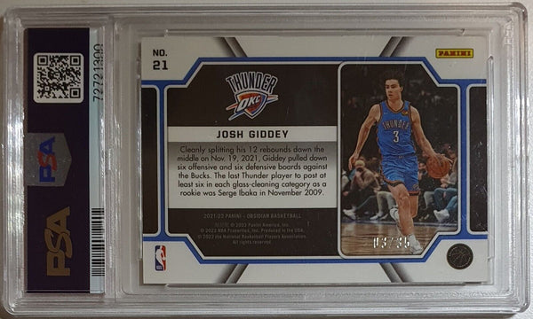 2021 Obsidian Josh Giddey Rookie ORANGE /35 HOLO Pitch Black RC - PSA 10 (POP 4)