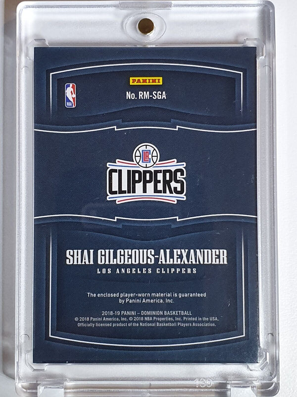 2018 Panini Dominion Shai Gilgeous-Alexander Rookie #PATCH /99 Game Worn Jersey