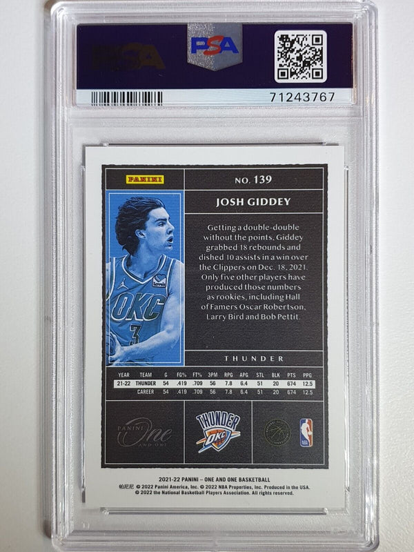 2021 Panini One and One Josh Giddey Rookie #139 BLUE /30 Holo RC - PSA 9 (POP 2)