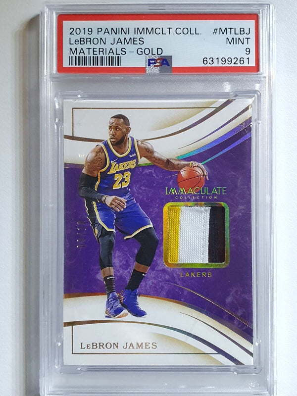 2019 Immaculate LeBron James #PATCH GOLD /10 Game Worn Jersey - PSA 9 (POP 1)