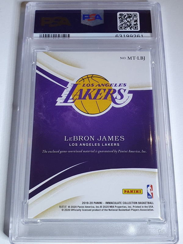 2019 Immaculate LeBron James #PATCH GOLD /10 Game Worn Jersey - PSA 9 (POP 1)