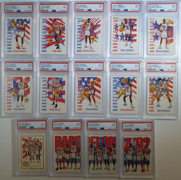 1992 Skybox Dream Team USA COMPLETE 18 Card Set ALL PSA 9 - Jordan + Magic