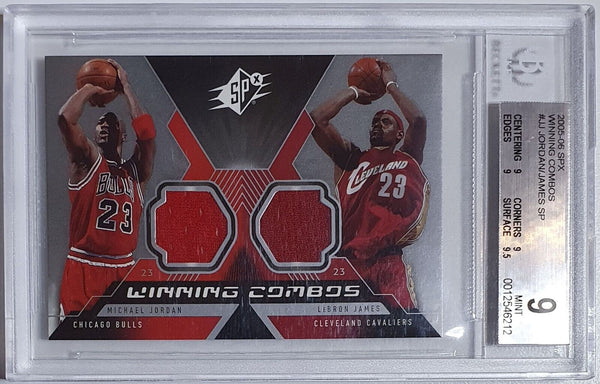 2005 SPx Michael Jordan LeBron James #PATCH Dual Game Worn Jerseys - BGS 9