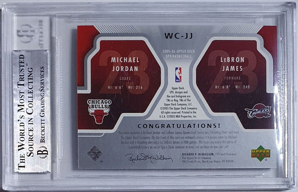 2005 SPx Michael Jordan LeBron James #PATCH Dual Game Worn Jerseys - BGS 9