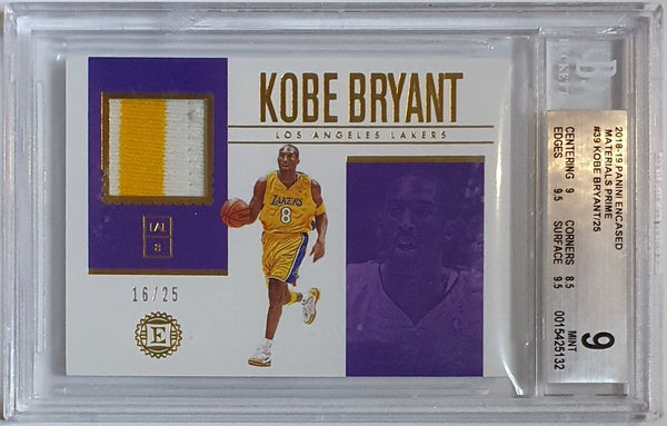 2018 Encased Kobe Bryant #PATCH PRIME /25 Game Worn Jersey - BGS 9 (POP 2)