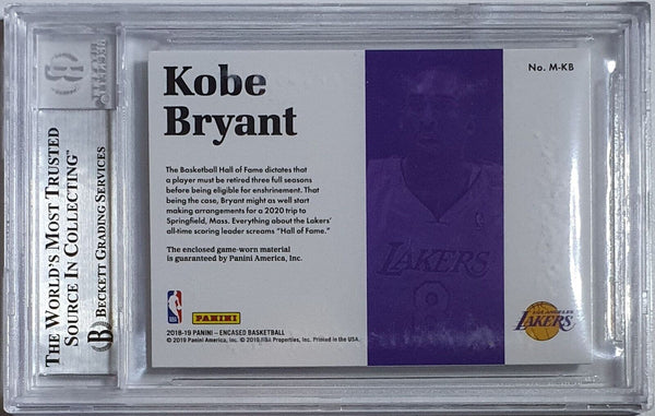 2018 Encased Kobe Bryant #PATCH PRIME /25 Game Worn Jersey - BGS 9 (POP 2)