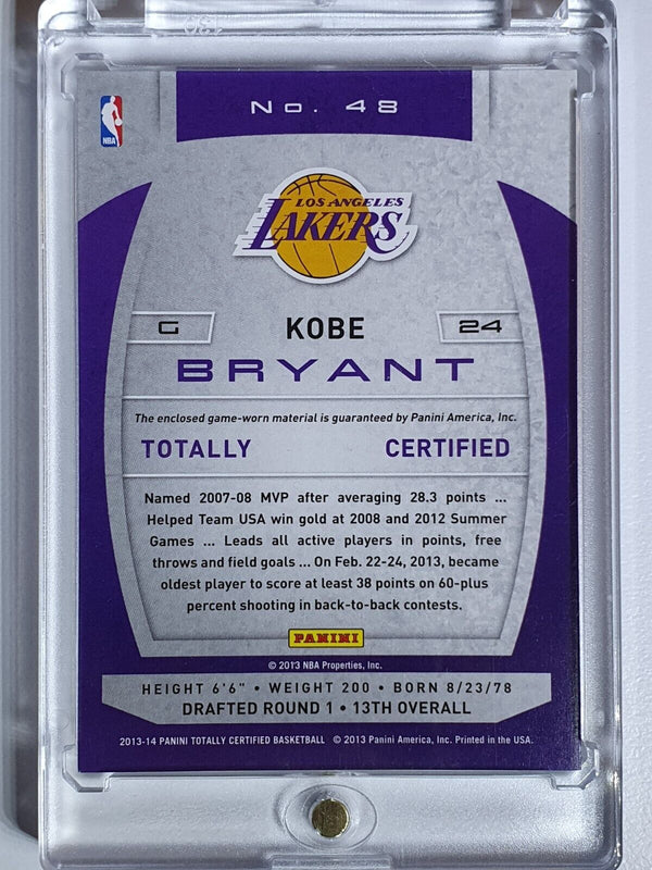 2013 Panini Totally Certified Kobe Bryant #PATCH Game Worn Jersey - Rare
