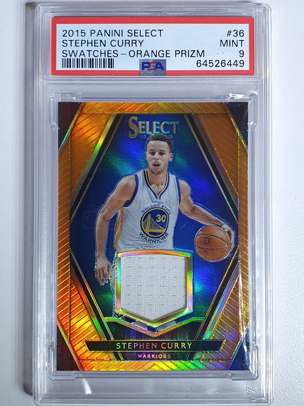 2015 Select Stephen Curry #PATCH ORANGE /49 Game Worn Jersey - PSA 9 (POP 3)