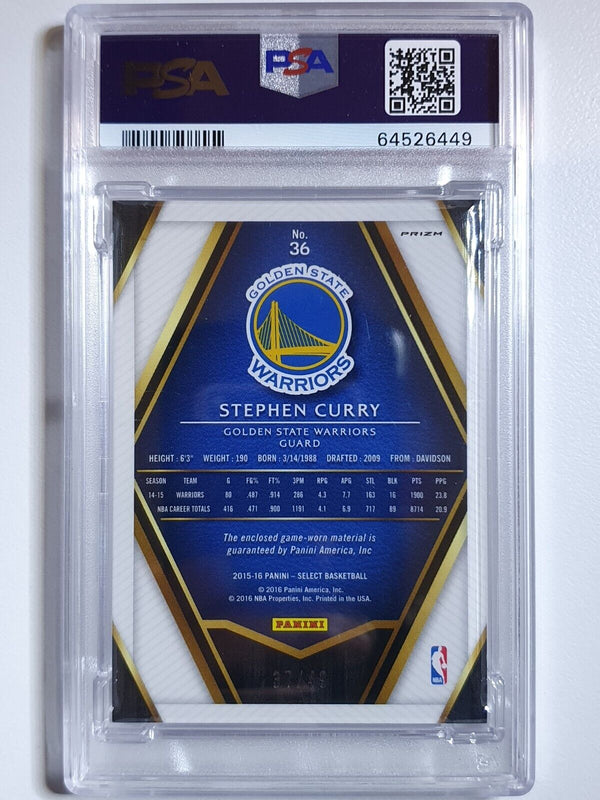 2015 Select Stephen Curry #PATCH ORANGE /49 Game Worn Jersey - PSA 9 (POP 3)