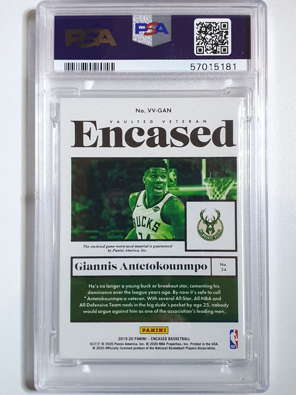 2019 Encased Giannis Antetokounmpo #PATCH /149 Game Jersey - PSA 10 (POP 2)