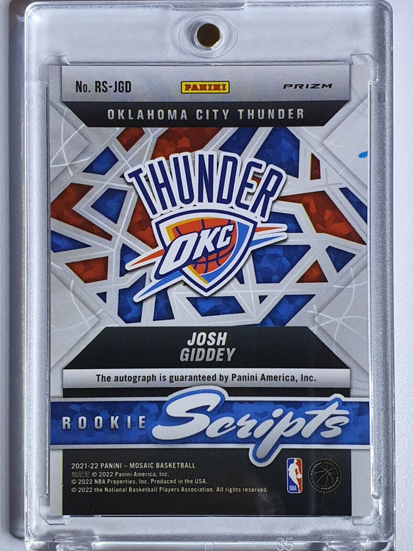 2021 Panini Mosaic Josh Giddey AUTO Rookie Scripts Autograph RC - Ready to Grade