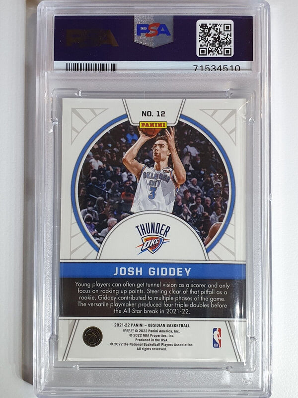 2021 Obsidian Josh Giddey Rookie ELECTRIC ETCH PURPLE /75 Holo - PSA 9 (POP 6)