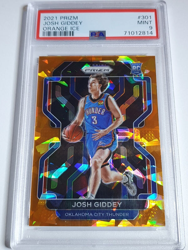 2021 Prizm Josh Giddey Rookie #301 ORANGE CRACKED ICE Holo - PSA 9 (LOW POP)