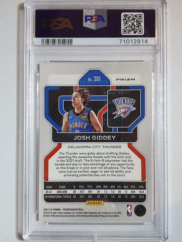 2021 Prizm Josh Giddey Rookie #301 ORANGE CRACKED ICE Holo - PSA 9 (LOW POP)