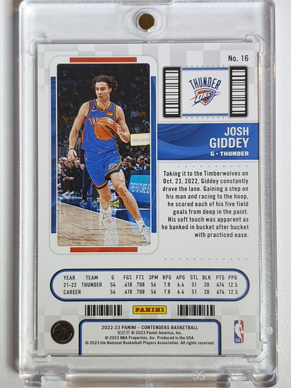 2022 Panini Contenders Josh Giddey #16 THE FINALS /49 Holo - Ready to Grade