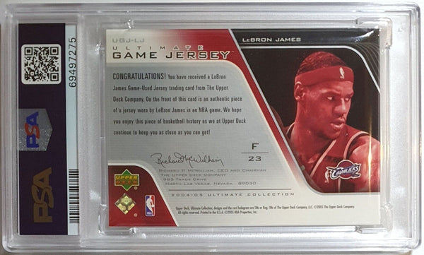 2004 Ultimate Collection Lebron James #PATCH Game Worn Jersey - PSA 9 (POP 3)