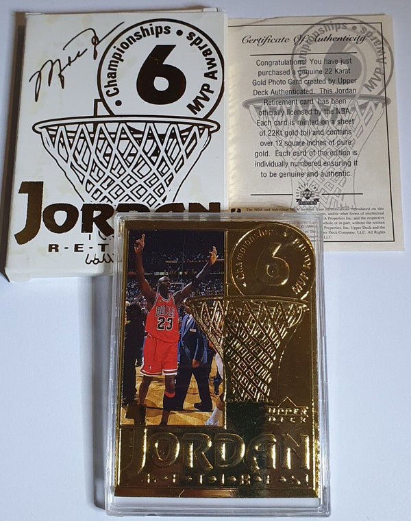 1999 Upper Deck Michael Jordan 22K GOLD CARD 6 Championships MVP Awards - Rare