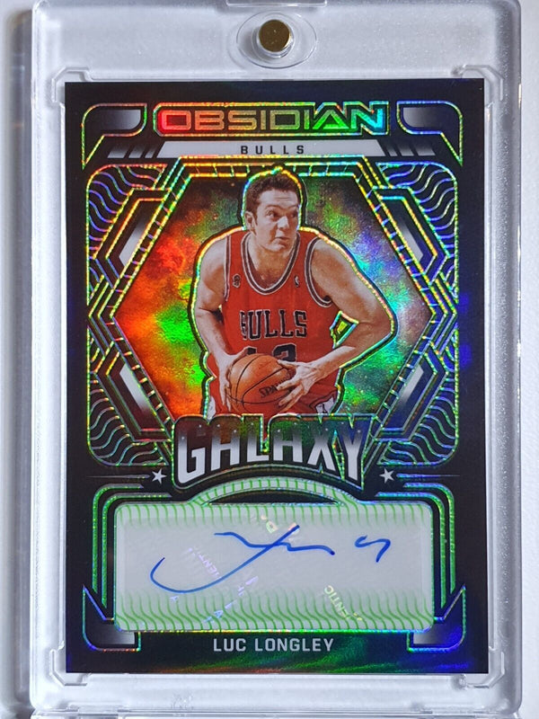 2021 Panini Obsidian Luc Longley AUTO ORANGE /50 Holo Galaxy Autographs - Rare