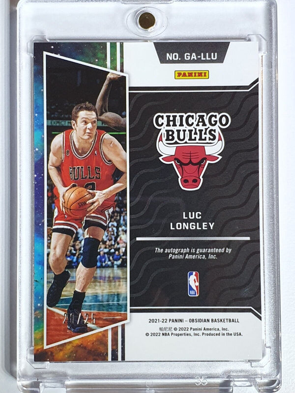 2021 Panini Obsidian Luc Longley AUTO ORANGE /50 Holo Galaxy Autographs - Rare