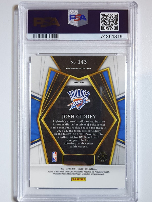 2021 Panini Select Josh Giddey Rookie #143 BLUE SHIMMER Holo RC - PSA 9 (POP 10)