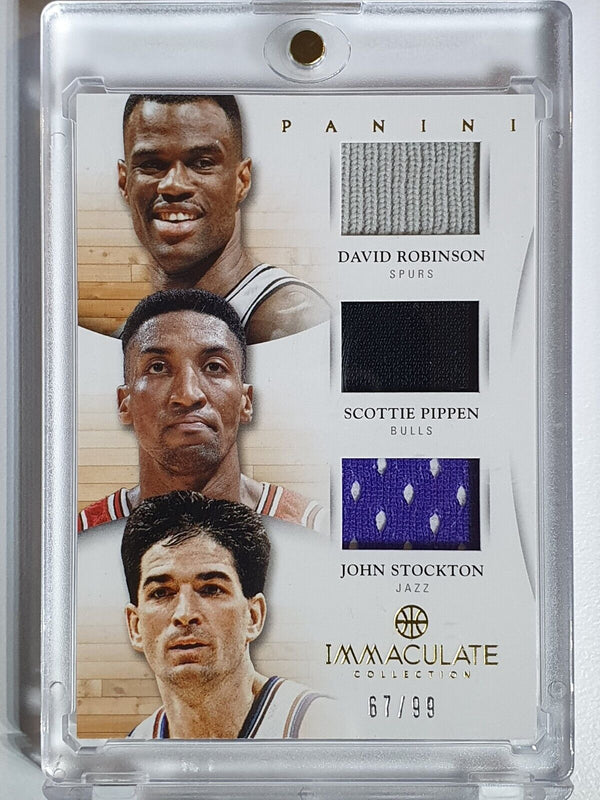 2012 Immaculate D. Robinsons S. Pippen J. Stockton #PATCH /99 Triple Jerseys