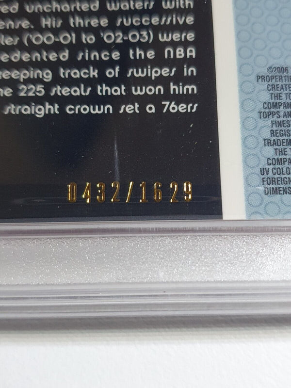 2005 Topps Finest Allen Iverson #PATCH /1629 Game Worn Jersey - PSA 9 (POP 4)