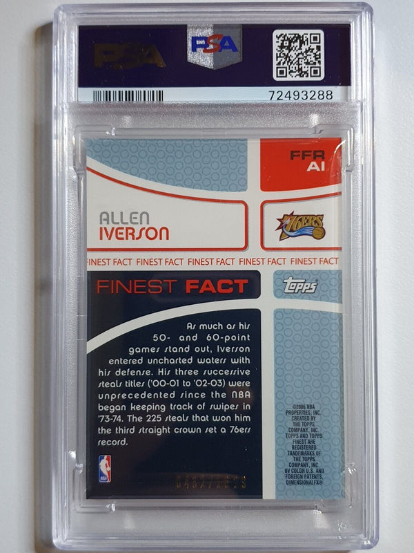 2005 Topps Finest Allen Iverson #PATCH /1629 Game Worn Jersey - PSA 9 (POP 4)