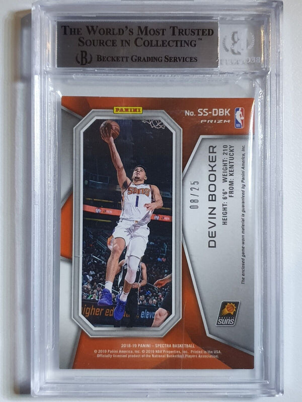 2018 Spectra Devin Booker #PATCH NEON GREEN /25 Worn Jersey - BGS 9 (POP 1)