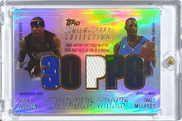 2003 Topps Allen Iverson Tracy McGrady #PATCH /250 Dual Game Worn Jerseys - Rare