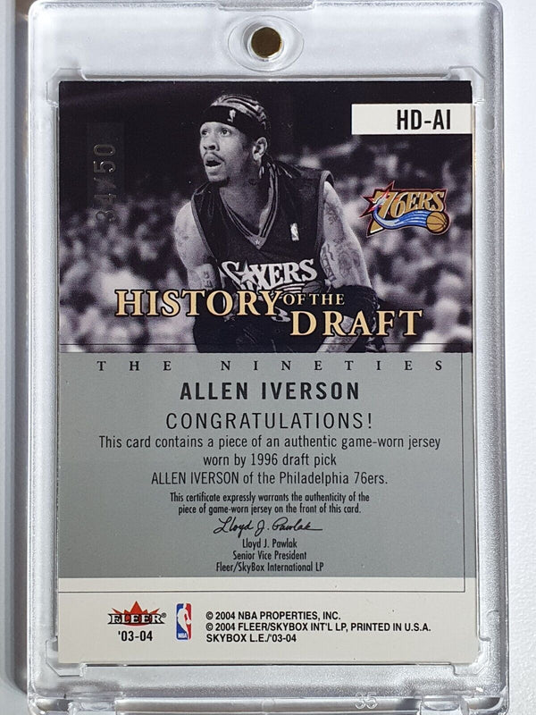2003 Fleer Allen Iverson #PATCH /50 Game Worn Dual Jerseys - Rare