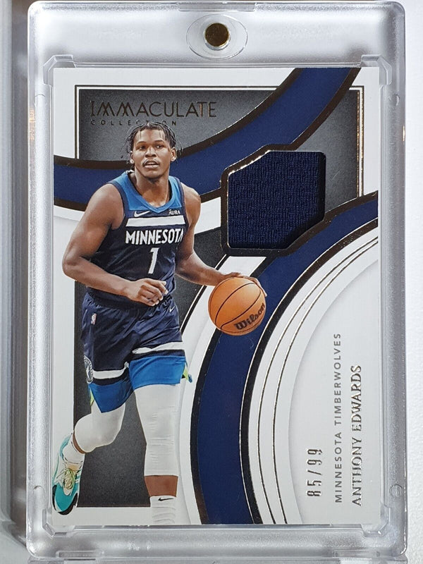 2021 Panini Immaculate Anthony Edwards #PATCH /99 Game Worn Jersey - Rare