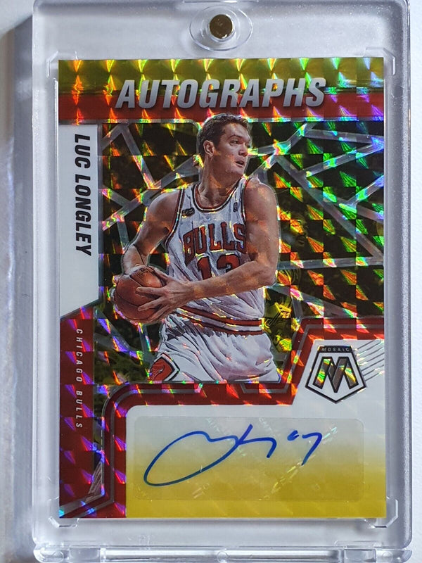 2021 Panini Mosaic Luc Longley AUTO FUSION RED & YELLOW Autographs - Rare