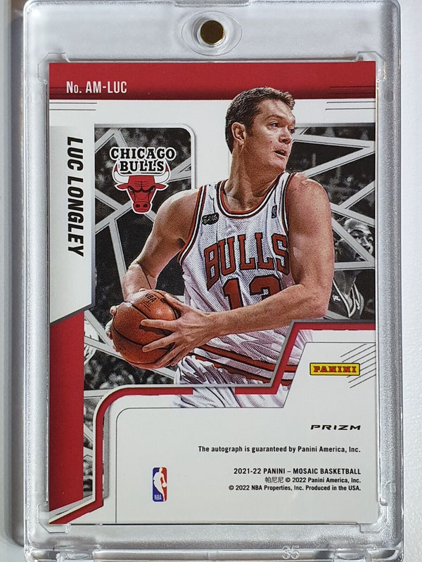 2021 Panini Mosaic Luc Longley AUTO FUSION RED & YELLOW Autographs - Rare