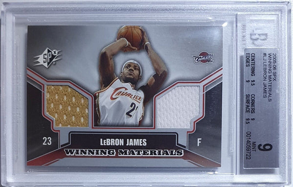 2005 SPx LeBron James #PATCH Winning Materials Dual Jerseys - BGS 9 (POP 18)