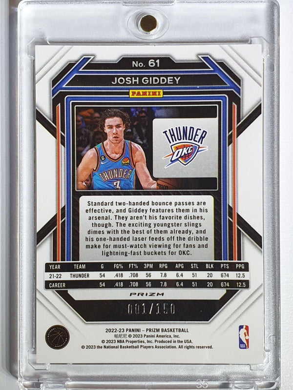 2022 Panini Prizm Josh Giddey #61 PANDORA PREMIUM 001/150 Holo - Ready to Grade